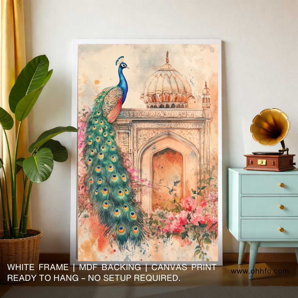 Royal Peacock Palace Canvas Wall Art