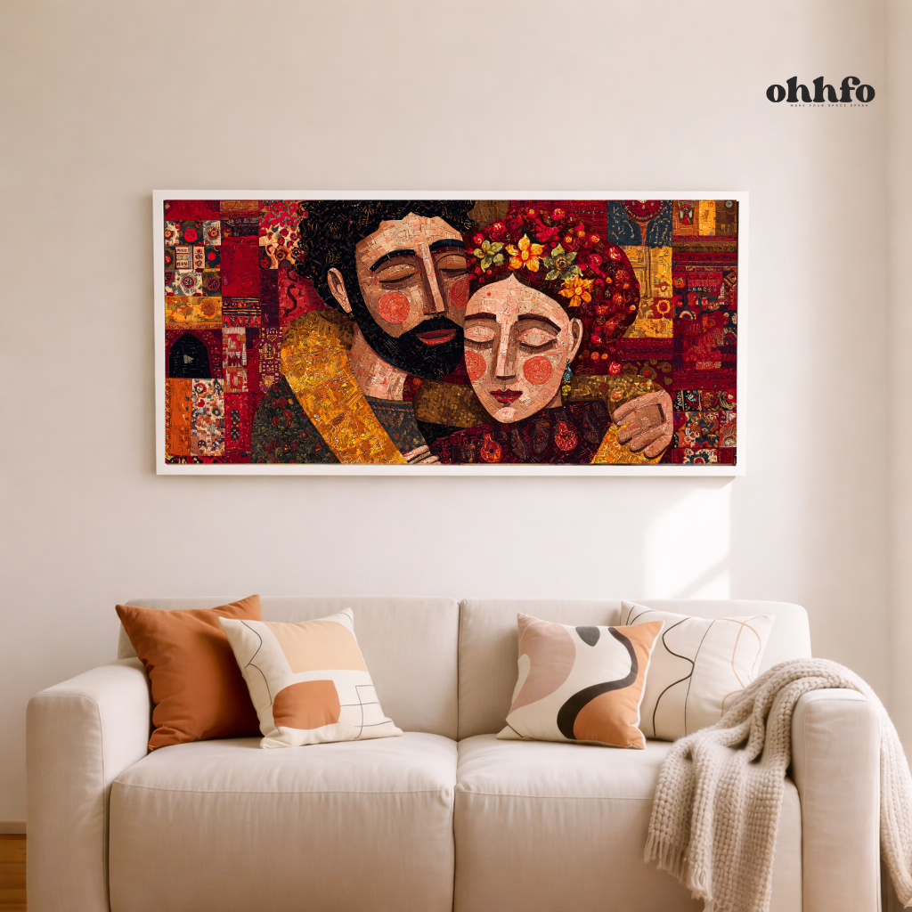 Sacred embrace cultural couple mosaic canvas-art