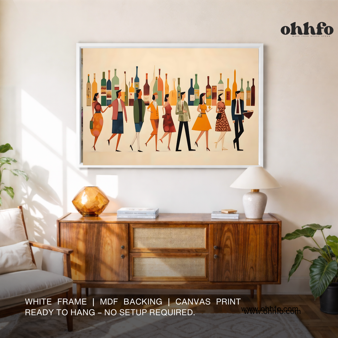 Stylish Cocktail Bar Crowd Canvas Wall Art  – Ready to Hang