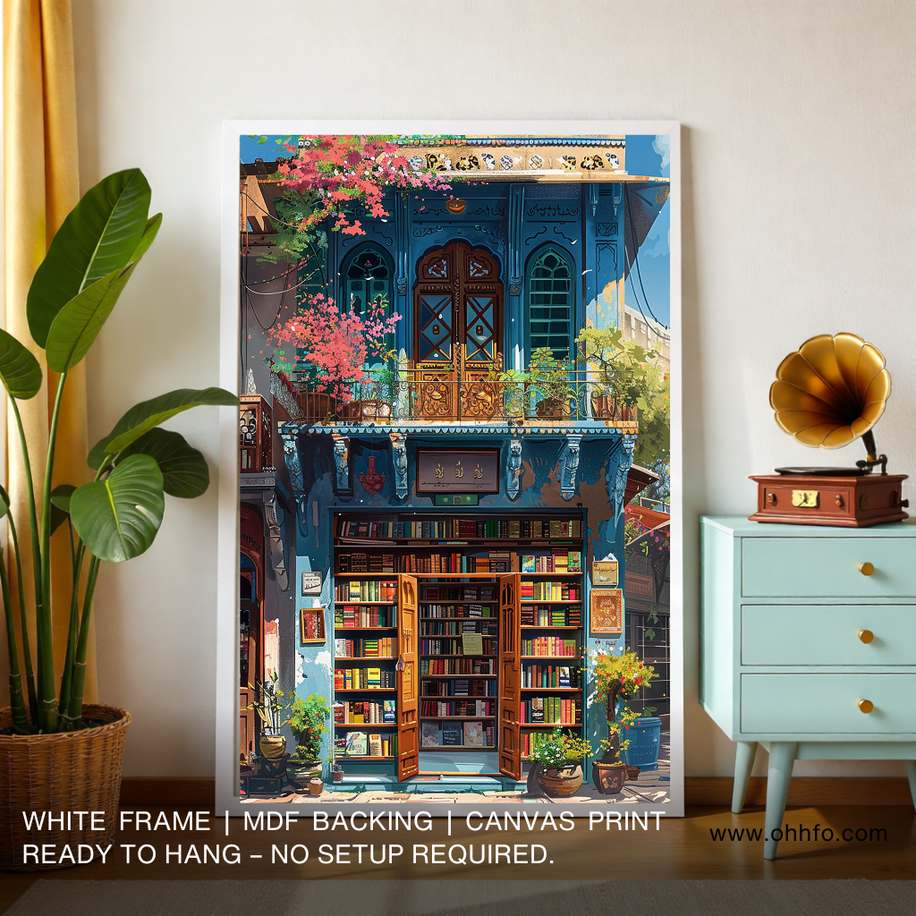 Charming Old Bookshop Canvas Wall Art