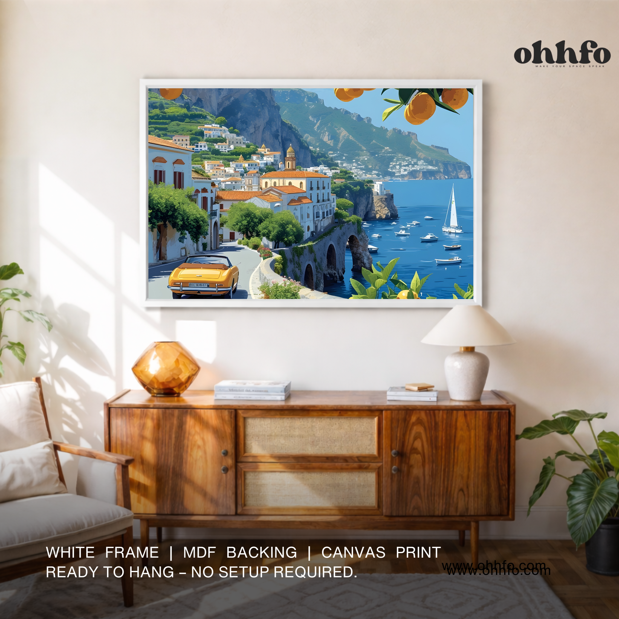 Mediterranean Coastal Drive – Vibrant Travel Canvas Wall Art