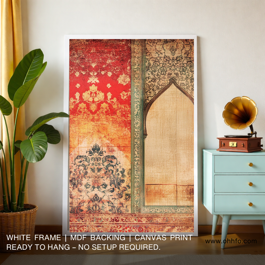 Vintage Mughal Floral Arch Wall Art Canvas Print