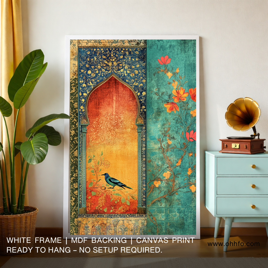 Indian Vintage Bird Canvas Wall Art