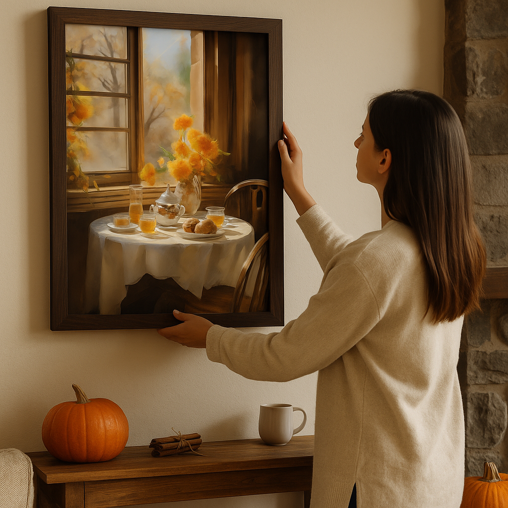 Golden Morning – Autumn Breakfast Window Canvas Art